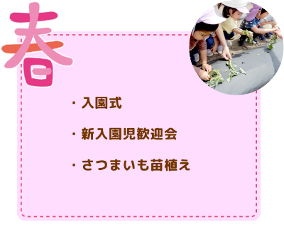 年間行事　春
/新入園児歓迎会/さつまいも苗植え